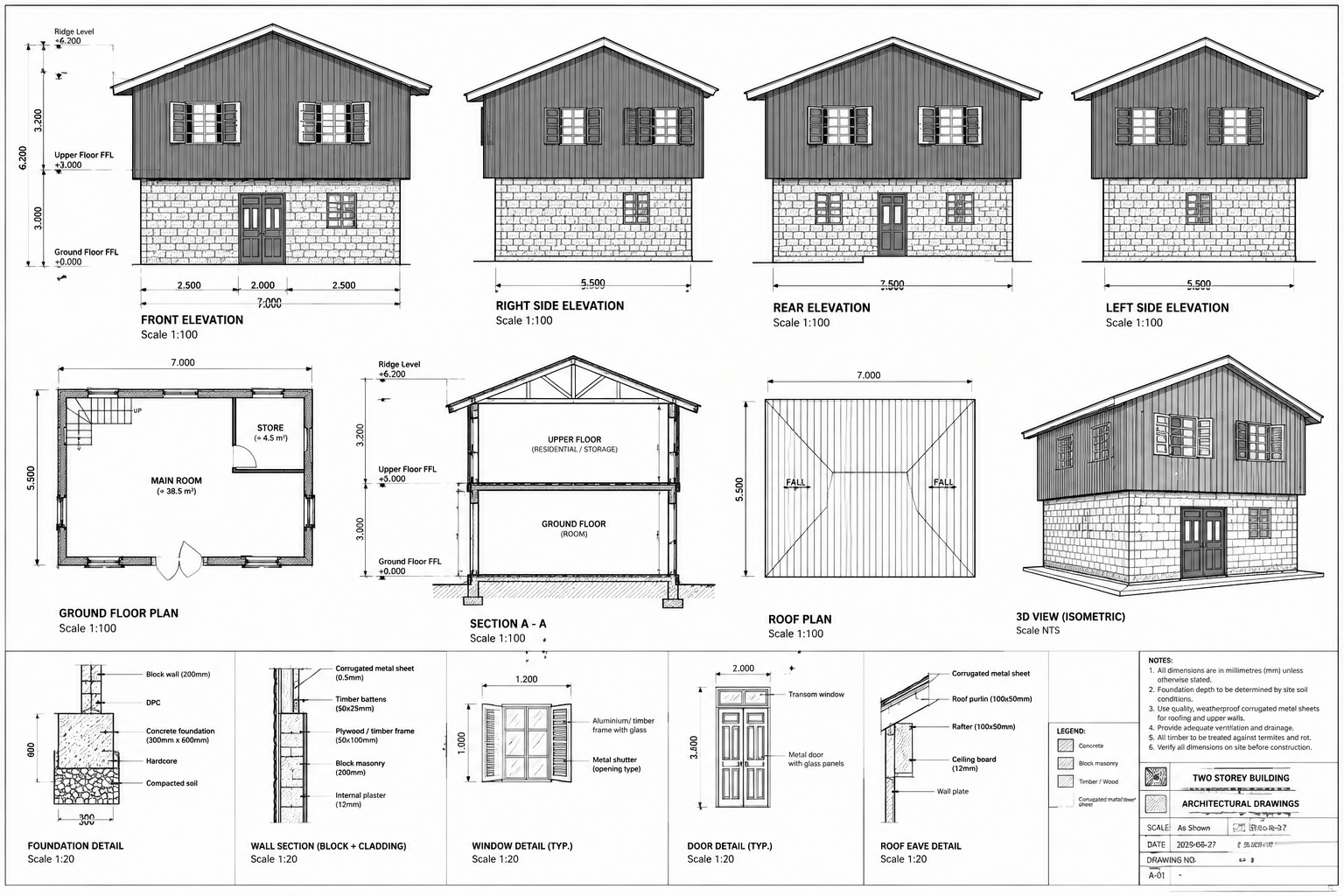 Architectural drawings of the new church building